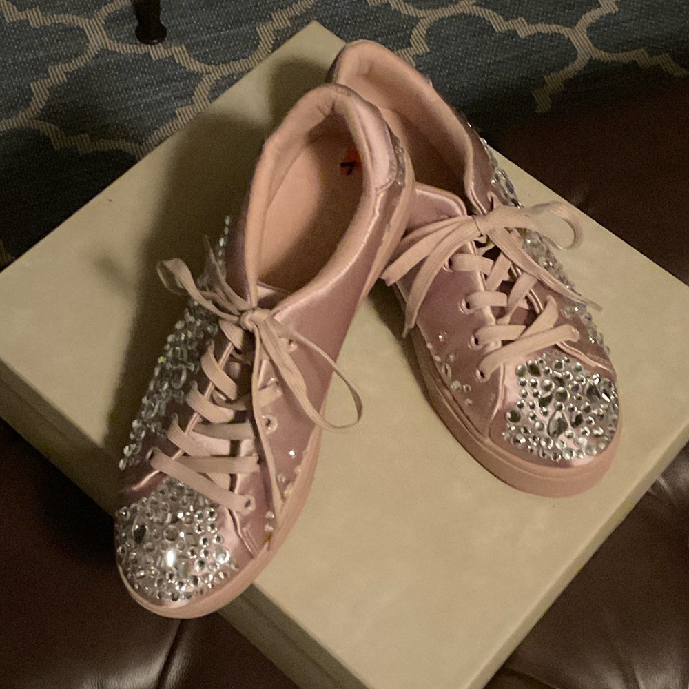 Aldo Blush and Metallic Studded Sneakers